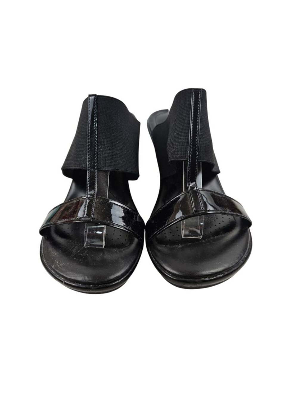 Dexflex By Dexter Sandals Womens Size 7.5M Wedge Heel Black Slide Shoes Comfort - Picture 2 of 10